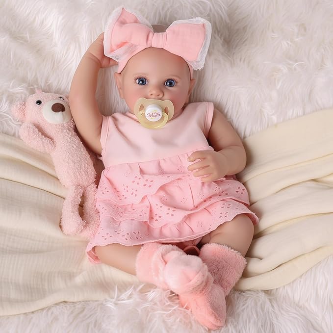 BABESIDE Lifelike Reborn Baby Dolls - 20-inch Cute Realistic Baby Doll Newborn Girl Soft Cuddly Real Life Baby Dolls with Accessories for Kids Age 3 4 5 6 7 8 9 Years Playing and Gift Giving