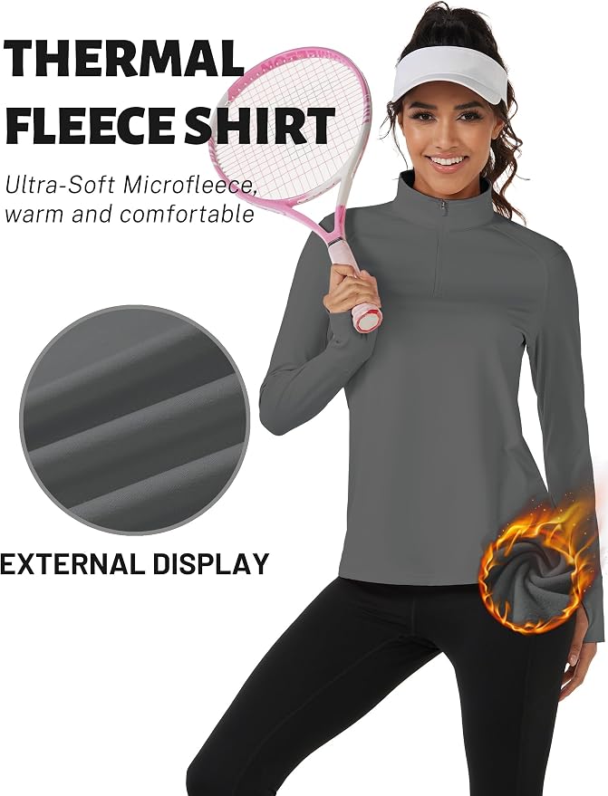 TACVASEN Women's Quarter Zip Sweatshirt Fleece Long Sleeve Workout Pullover | Lightweight Breathable Thermal Fabric,Mock Neck Design,Athletic Tops,Ideal for Gym Running Activities
