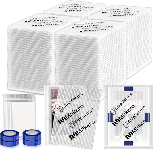 360 Pack Trading Card Shipping Protectors, 4'' x 6'' Plastic Card Protector with Protective Sleeves and Tape Rolls Fit for PSA Graded Cards