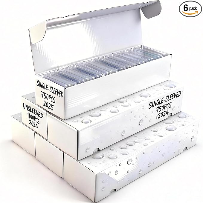 Trading Card Storage Boxes 6 Pack, Heavy Duty 6600 Ct Bulk Cardboard Card Organizer for MTG, TCG, Basketball Sports Collectible Game Cards, Waterproof Laminated, Acid-Free, Easy Assembly