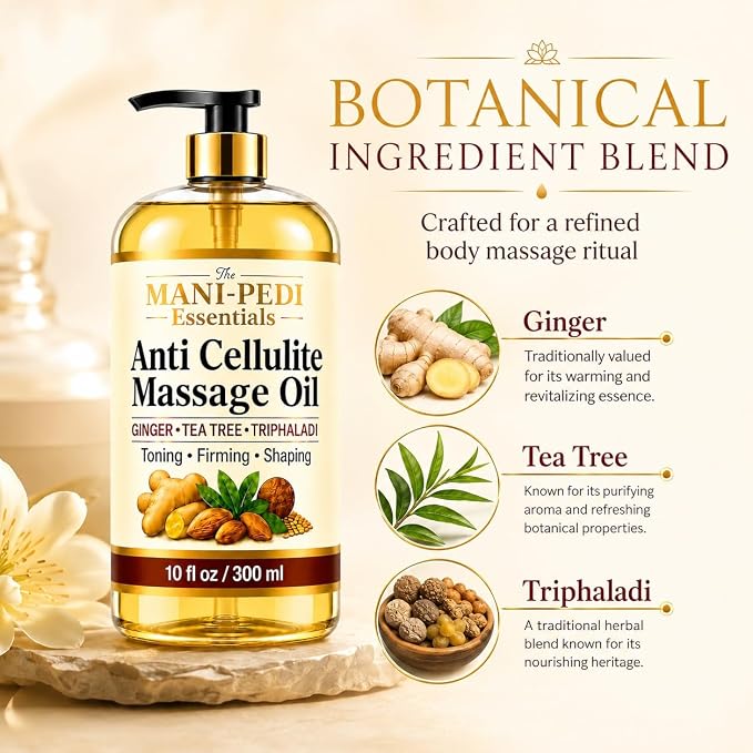TMPE Anti Cellulite Body Oil - Visibly Tones, Firms & Shapes with Ginger, Tea Tree & Natural Herbs | Non-Greasy, Skin Tightening Formula | 10 Fl Oz