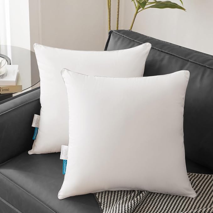 Oubonun 22"x22" Pillow Inserts (Set of 4) - 100% Cotton Cover, Square Throw Pillow Inserts for Couch, Sofa, Bed - Decorative 22 Inch White Pillow Inserts