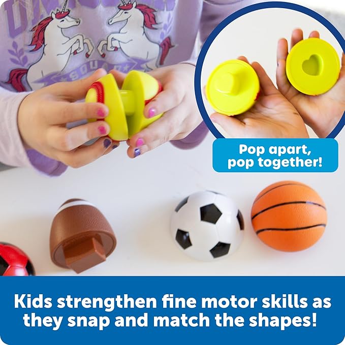 Learning Resources Snap-n-Learn Sports Shapers - Fine Motor Skills Toys for Toddlers, Preschool Matching Toy, Sorting and Color Recognition Skills, Sensory Bin, Birthday Gifts for Boys and Girls