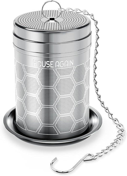 House Again Tea Infusers, Extra Fine Mesh Tea Strainers for Loose Tea, Updated Slim Threaded Lid & 304 Stainless Steel, Filter Bags Diffusers, Loose Leaf Tea Steeper for Brew Tea Spices & Seasonings