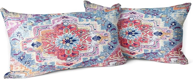 Snycler Antique Boho Hereke Rug Print Boho Throw Pillow Cover 12x20 Inch Set of 2 Double Sided Decorative Soft Throw Pillow Case Cushion Case for Home Decor Living Room Bed Couch Car