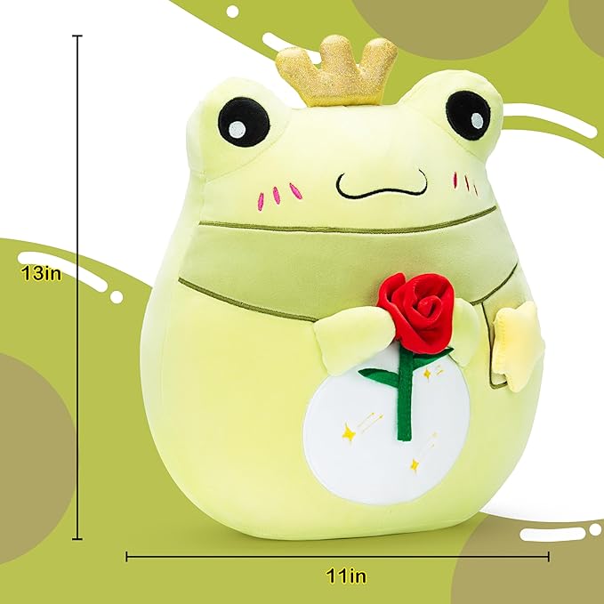 Original 13-inch Large Frog Plush Pillow Stuffed Animal Toy,Big Size Fat Kawaii Cute Soft Toys Hugging Pillows Cuddle Huggable Plushie,Gift for Girls