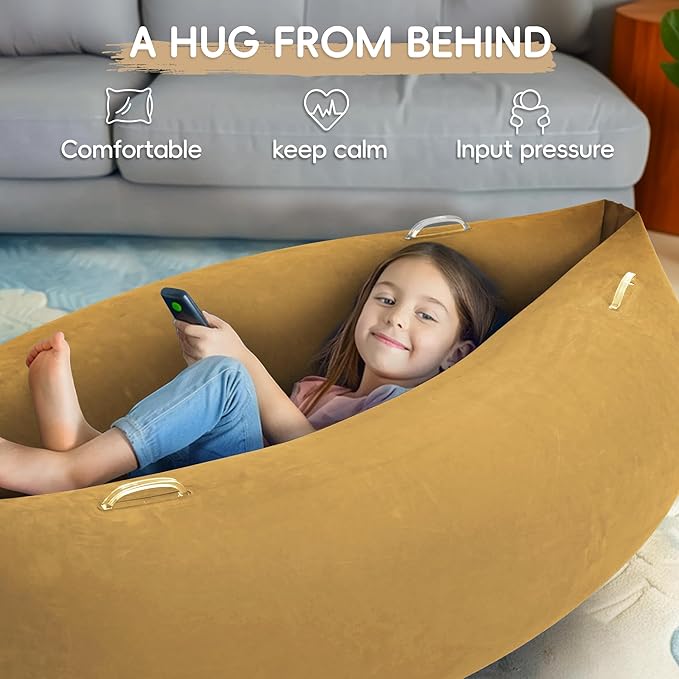OUTREE Sensory Chair for Kids,60" Includes Electric Air Pump,Inflatable Sensory pod for Children, Sensory Toys for Kids with Autism,Sensory Peapod,Brown