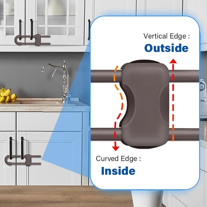 Baby Proofing Cabinets,Cabinet Locks for Babies,2 Pack U-Shaped Child Locks for Cabinets, Child Proof Cabinet Latches,Child Safety Cabinet Locks with Adjustable by SPISPI (Brown)