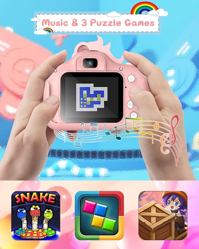 Kids Camera for 3-8 Years Old Toddlers Childrens Boys Girls Selfie Camera 20 MP HD 1080P IPS Screen Dual Digital Toy Camera for Kids Christmas Birthday Gifts with 32Gb Card
