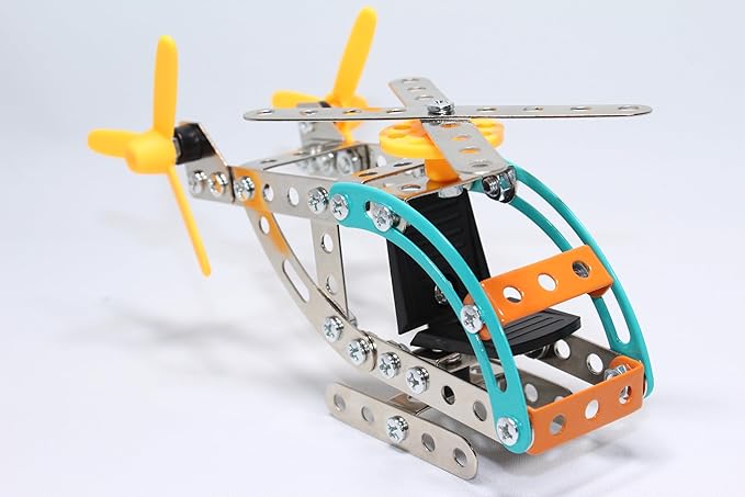STEM Helicopter Building Kit for Kids Ages 8-12 | Metal Erector Set Engineering & Construction Toy | Educational DIY Model Kit for Boys & Girls | STEM Learning Toy Gift
