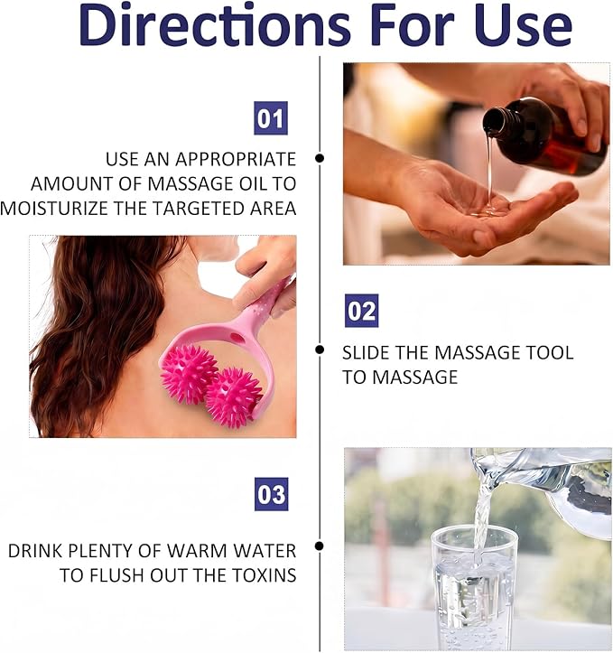 Handheld Spiky Massage Balls Rollers, 2 Wheel Spiky Silicone Manual Massage Roller with Ergonomic Handle, Portable Pressure Point Muscle Massages Tool for Foot Arm Body Neck Leg Pain Pressure Relief