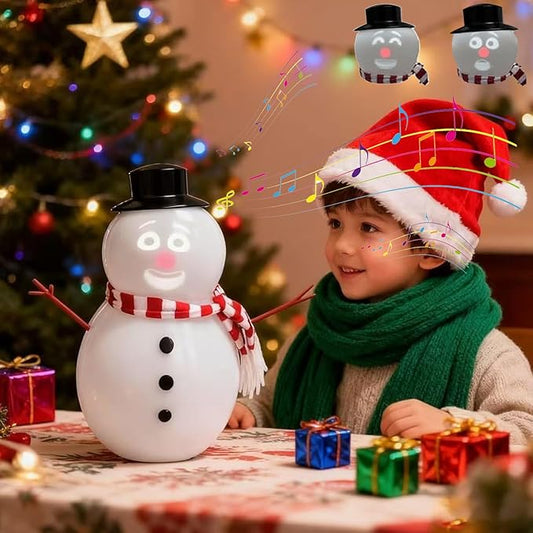 Animated Talking Snowman, Talking Animated Blink Snowman with Built in Projector & Speaker Plug'n Play, Interactive Singing & Dancing Christmas Decoration, USB or Battery Powered (1)
