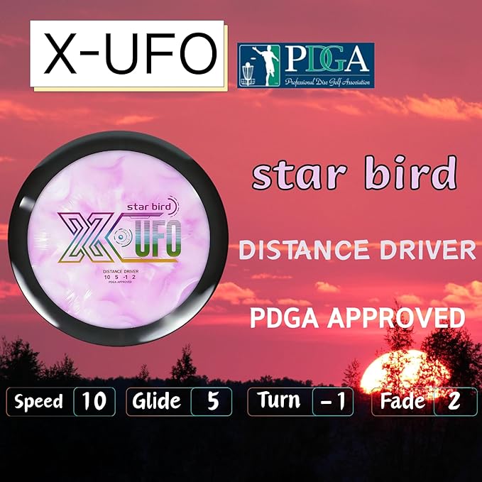 X-UFO Disc Golf Set - Disc Golf Starter Set 5 Pieces, with Putter, Driver, Mid-Range Discs, Mini Discs, 170-180 Grams,PDGA Certified Golf Disc (Set 2)
