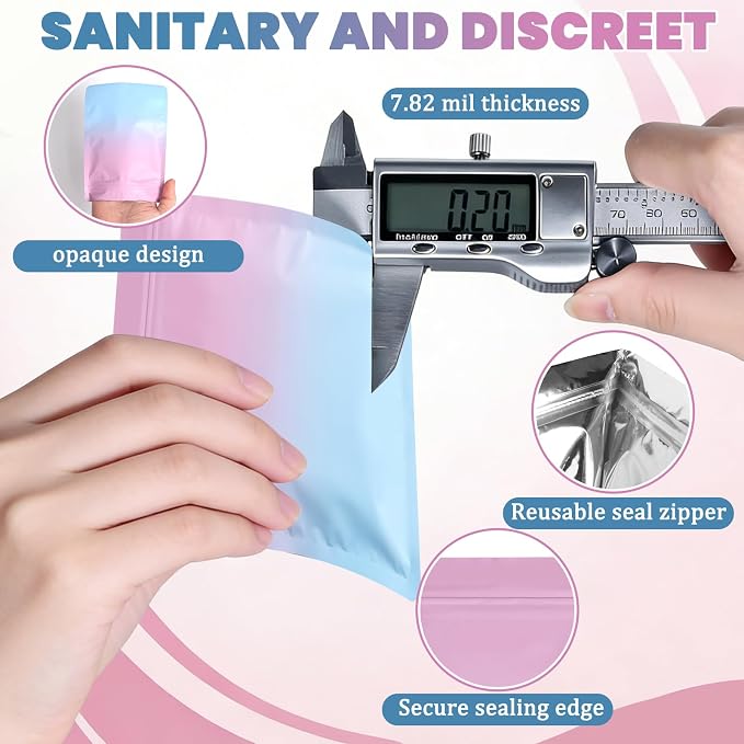 Disposable Sanitary Hygiene Disposal Bags for Bag Period Tampon Napkin Trash, 100pcs, Discreet Privacy Cover, Stylish Look, Self-Adhesive Seal,Portable for Purse, Bathroom, School, Travel(Pink-Blue)