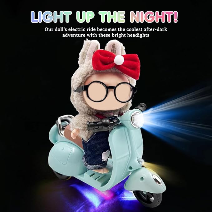 Accessories for 17cm Doll - Scooter Toy for Dolls with LED Lights & Music, Cute Motorcycle Toy for 17cm Dolls, Decor Desktop Ornaments for Doll Collectors
