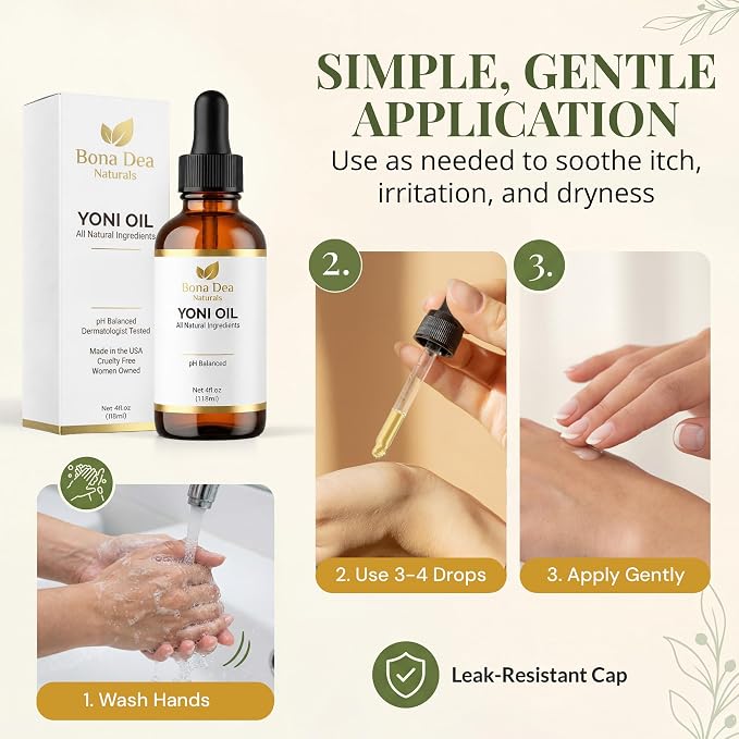 Bona Dea Naturals Feminine Spray for Women – All Natural Yoni Oil Deodorant & Moisturizer, Organic Essential Oils, Chemical-Free, Sensitive Vaginal Care, Made in the USA | 4 oz Refill Dropper Bottle