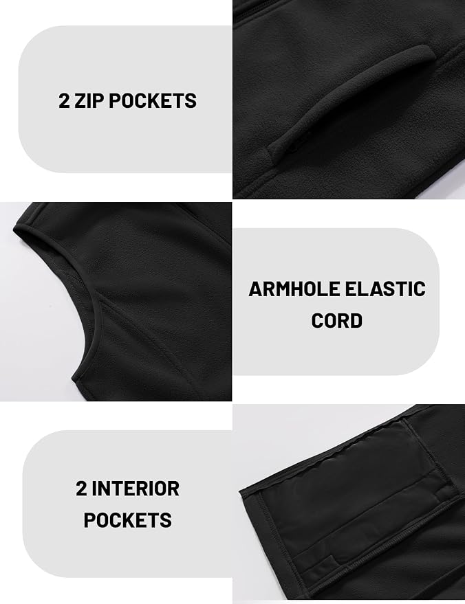 MAGCOMSEN Women's Fleece Vest Outerwear Sleeveless Lightweight Zip Jackets Warm Soft Vests with Zipper Pockets