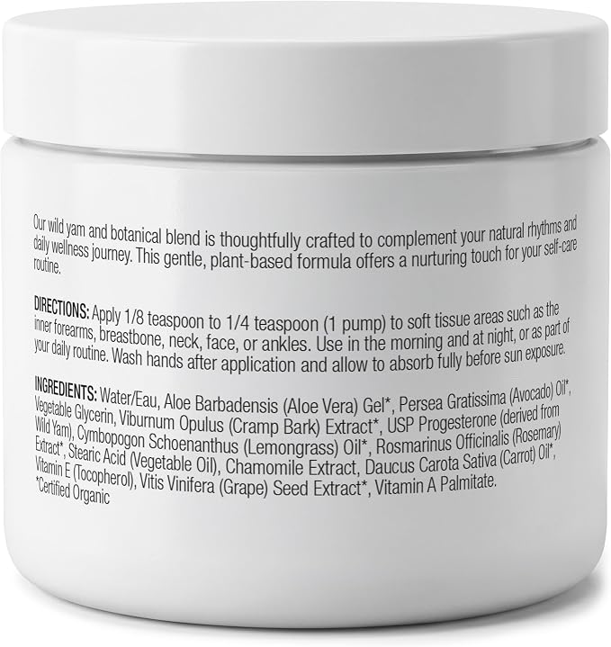 Organic Excellence Feminine Balance Wild Yam & Botanical Cream for Women – 2 fl oz