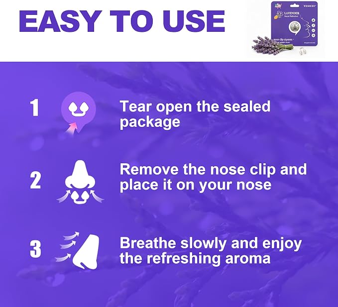 Lavender Aromatherapy Nose Clip, Soft Wearable Essential Oil Scent Accessory, Lightweight Comfortable Hands-Free Fragrance Clip for Evening Wind-Down and Daily Use, Discreet Personal Aroma (2Pack)