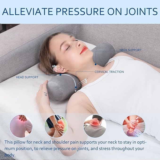 Health Cervical Neck Roll, Resilient Bolster Pillows, Round Neck Pillows Support for Sleeping, Large Size Bolster Pillow for Bed, Legs, Back and Yoga