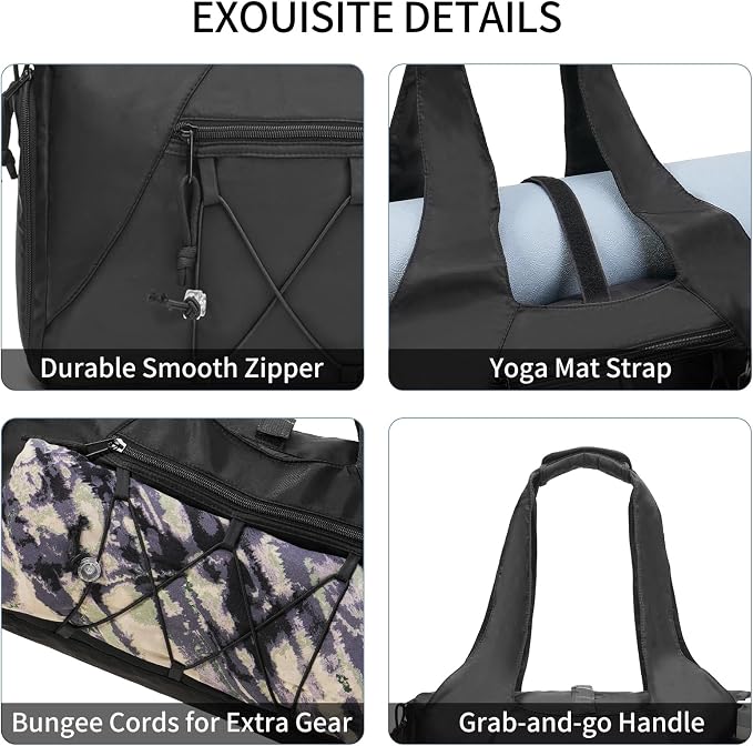 Handbag for Women Yoga Bag Large Capacity Yoga Pad Buckle with Shoe Compartment Water Bottle Sports Gym Bag Travel