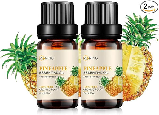 2-Pack Pineapple Essential Oil - 100% Pure Organic Natural Plant (Ananas comosus) Pineapple Oil for Diffuser, Aroma, Spa, Massage, Yoga, Perfume, 2x10ML