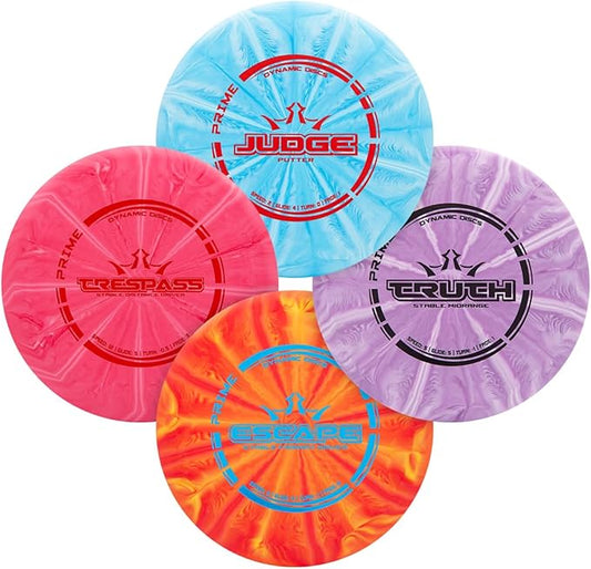 Dynamic Discs Prime Burst 4-Disc Golf Starter Set | Includes Putter, Midrange, Fairway & Driver | Golf Discs Set for Beginners | 170-176g | Beginner Pack for Amateurs