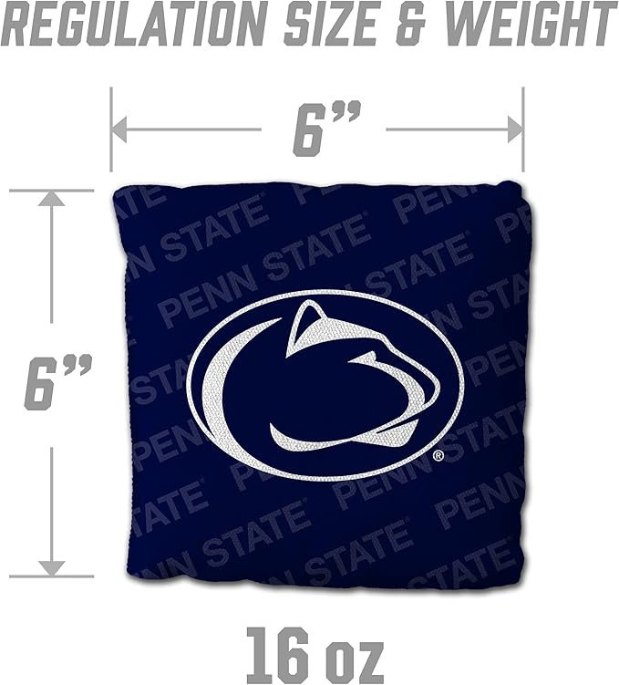 YouTheFan Officially-Licensed NCAA Set of 4 Cornhole Bags - All Weather Regulation 6” x 6” Size - 16oz Weight - Designed in USA