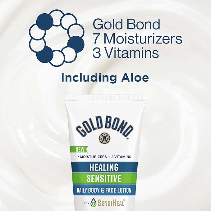 Gold Bond Healing Sensitive Daily Body & Face Lotion With Aloe Moisturizes, Heals & Soothes Dry, Sensitive Skin, Value Size, 21 oz.