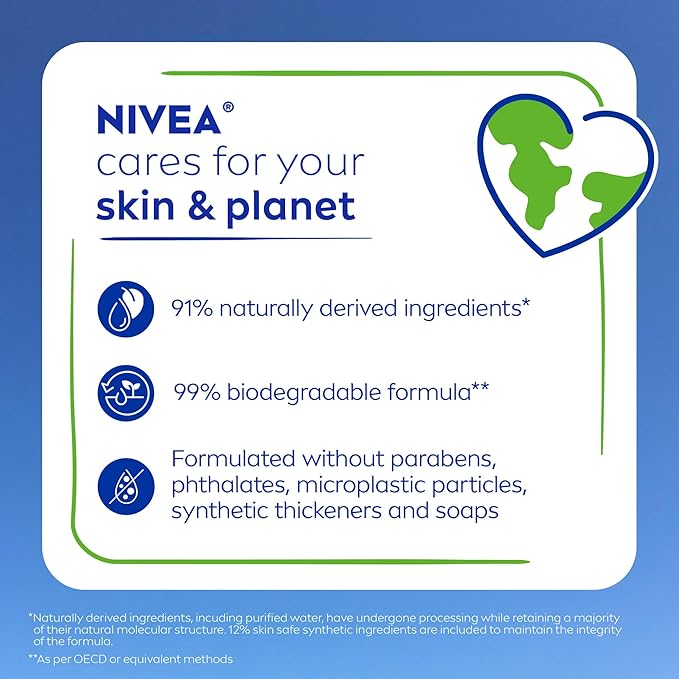 NIVEA Refreshing White Peach and Jasmine Body Wash with Nourishing Serum, Scented Body Wash for Women, Enriched with Provitamin B5 and Vitamin E, 20 Fl Oz Bottle, (Pack of 2)