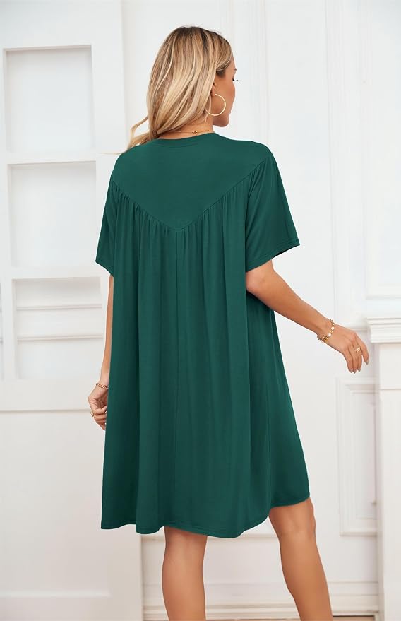 VintageClothing Nightgowns for Women Soft House Dresses Sleepshirts Short Sleeve Sleepwear Night Dress Moo Moo Nightgown