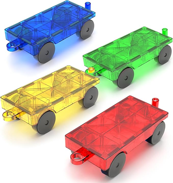 Magnetic Tiles Cars Construction Set, Magnetic Building Blocks Cars Toy for Kids Ages 4-8 3-5 Magnet Bricks Truck Kit Educational Sensory Toys Gifts for 3+ Year Old Boys & Girls