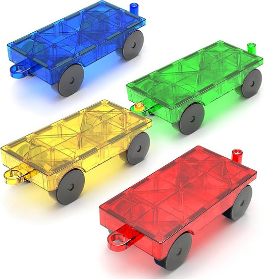 Magnetic Tiles Cars Construction Set, Magnetic Building Blocks Cars Toy for Kids Ages 4-8 3-5 Magnet Bricks Truck Kit Educational Sensory Toys Gifts for 3+ Year Old Boys & Girls