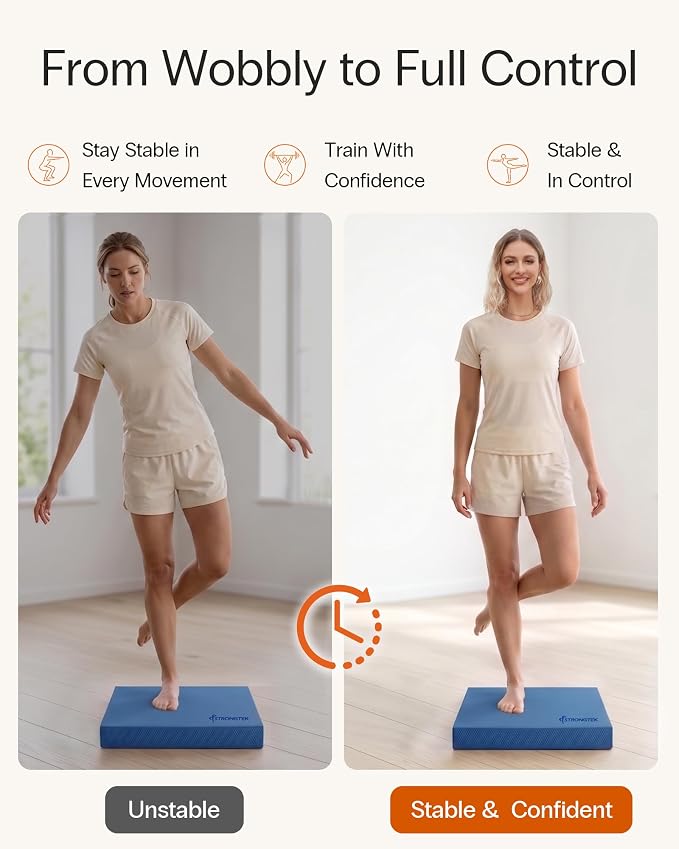 StrongTek Professional Foam Exercise Balance Pad - 15.8" x 13" x 2", High-Density TPE Foam Knee Pad, Non-Slip & Water-Resistant, for Balance Training, Physical Therapy, Yoga, and More