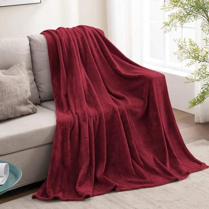 BEDELITE Fleece Blanket Soft Plush Throw for Couch Burgundy 50"x60" | Ultra Soft Fleece, Plush Microfiber, Lightweight Warmth, All Season Comfort, Fade Resistant, Machine Washable, Couch Sofa Bed