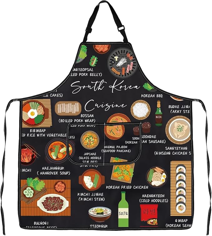 VAMSII South Korea Lover Gift South Korea Cuisine Apron With Pockets South Korea Food Lover Gift South Korea Merch