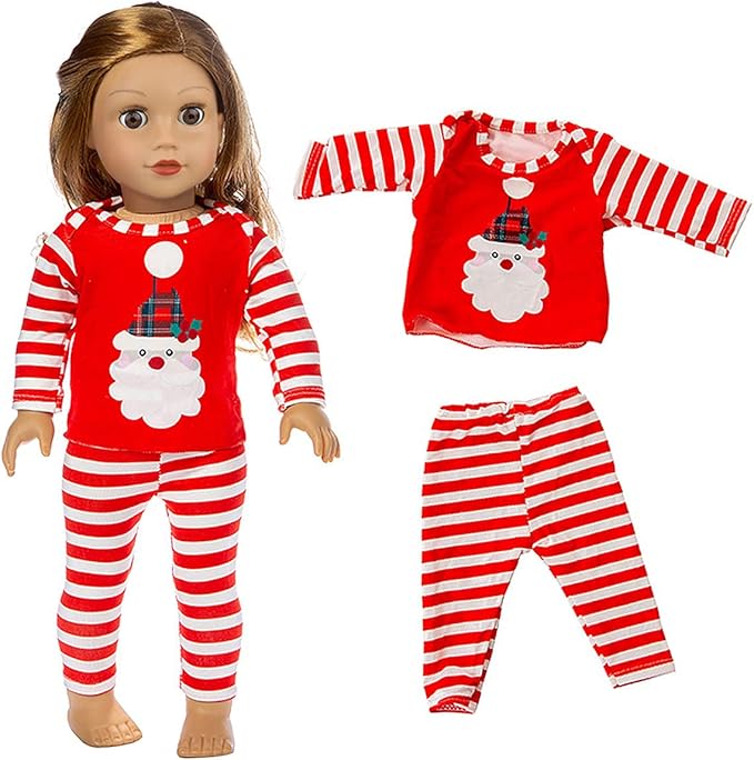 Ecore un 2 Set 18 Inch Doll Christmas Clothes Dress Pajamas Outfits for 18 Inch Girl Doll