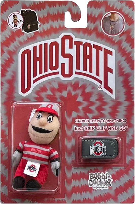 Bobbi-Dobbiez Attachable Plushie Ohio State University Brutus Mascot – Attaches to Backpacks, Bags, Shoes, Water Bottles, and More