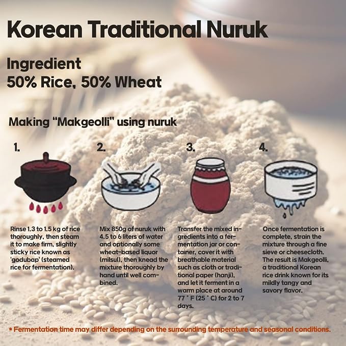 Traditional Korean Rice Koji Starter, Ideal Yeast Base for Home Brewing Makgeolli_29.98 oz (850g)