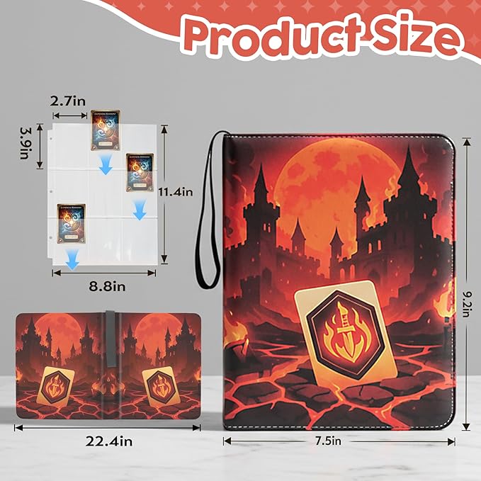 9 Pocket Card Binder for MTG/YGO/PTCG/Game Cards, Holds 720 Cards,Premium Card Collector Book for TCG Players,Toys Gifts for Kids-Red