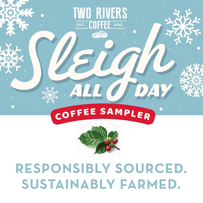 Two Rivers Coffee Sleigh All Day Holiday Coffee Pods Compatible with Keurig K Cup Brewers, Assorted Coffee Sampler, 40 Count (Pack of 1)