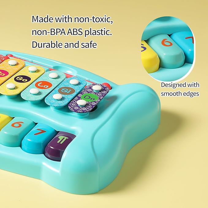 2-in-1 Baby Piano & Xylophone Toy for Toddlers 1-3, 8-Key Multicolor Musical Learning Instrument, Early Educational Gift for Infants Kids