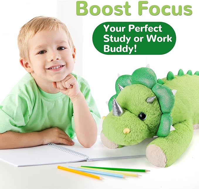 Triceratops Weighted Stuffed Animals - 12 Inch 1.0 Pounds Weighted Plushies Dinosaur Stuffed Animal - Small Dino Plush Pillow - Cute Plush Toy Gifts for Kids & Adults (12" 1.0 lbs)