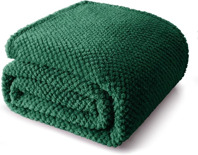Whale Flotilla Soft Fleece Queen Size Bed Blanket, Emerald Green | 90x90 Inch, Suitable for Bed, Fluffy Fuzzy Jacquard Blankets for All Season, Lightweight and Cozy