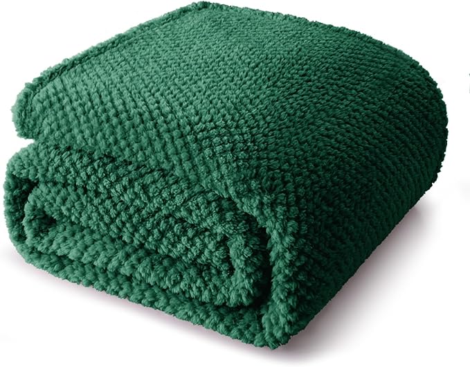 Whale Flotilla Soft Fleece King Size Bed Blanket, Emerald Green | 90x104 Inch, Suitable for Bed, Fluffy Fuzzy Jacquard Blankets for All Season, Lightweight and Cozy