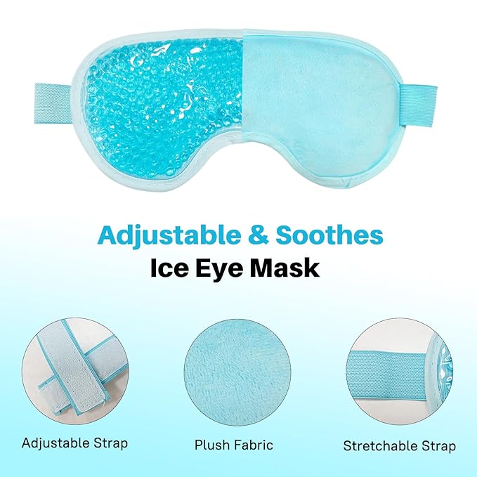 Permotary 2 Pack Gel Ice Eye Mask Cold Therapy Cooling Eye Mask for Relaxtion,Puffy Eyes Relief Reusable Cold & Warm Compress for Puffiness,Dry Eyes,Headaches,Migraines,Stress Relief,Post Surgery