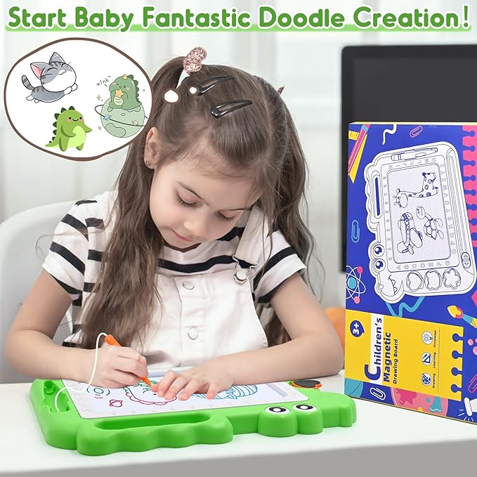 AiTuiTui Magnetic Drawing Board Toddler Toys Gift for 2 3 Year Old Girls Boys, Sketch Writing Doodle Pad Toddlers Age 2-4 Travel Games, Educational Learning Kids Toys for Birthday (Green)