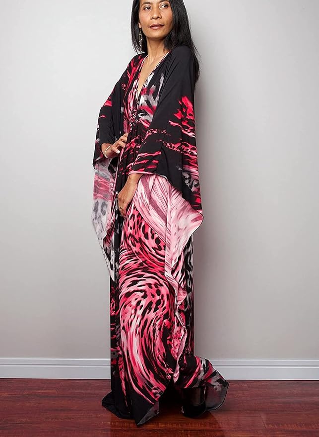 Venasha Womens Caftan Floral Print Kaftan Dress Short Sleeve Swimsuit Cover up Loungewear for Summer