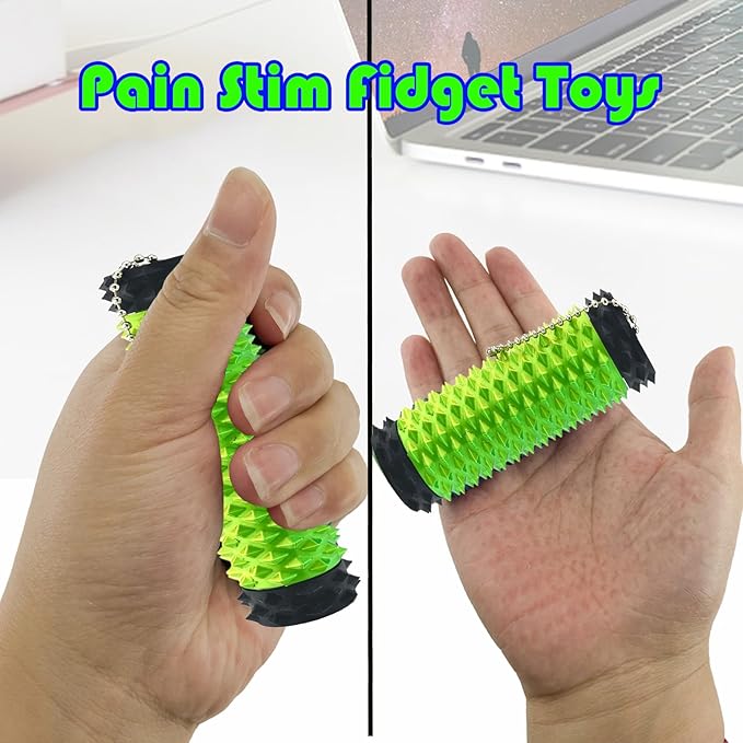 2PC Little Ouchies Pain Stim Fidget Toy,Mini Pocket Spiky Grippie Stim Keychain Fidget Toys,Key Pendant with Pain Stimulation and Decompression Design for Adult,Novelty Stress Relief Gift for Friend