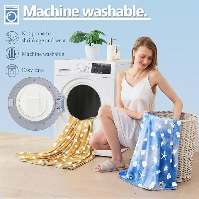 Cooling Blanket Twin Size (60"x80"), Double Sided Ice Cold Blanket for Hot Sleepers, Transfer Heat to Keep Cool, Soft Lightweight for Night Sweats, Bed & Couch, Ocean Design